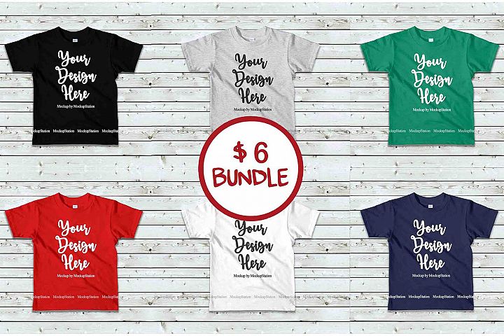 Download Kids Tshirt Mockup Bundle, Basic Toddler Shirt Mock Up Set