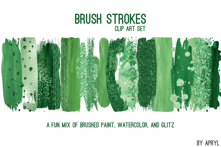 Green Brush Stroke Clip Art (79767) | Illustrations | Design Bundles