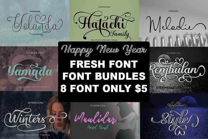 Fresh Bundles Font Script Happy New Year