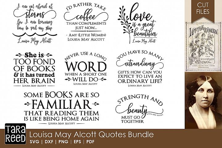 Louisa May Alcott Quote Bundle (97612) | Cut Files | Design Bundles