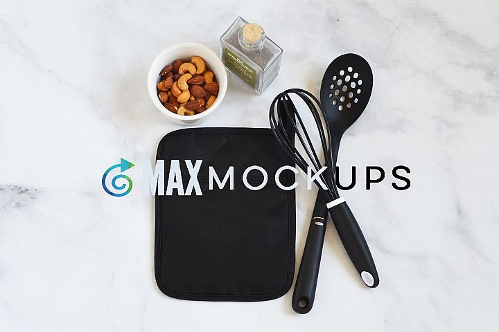 Download Black pocket kitchen potholder Mockup, oven mitt, hot pad