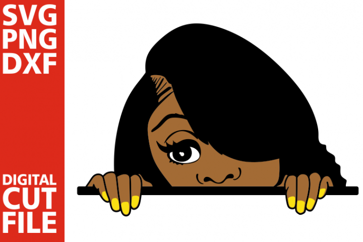 Peeking Black Girl Svg Melanin Layered Afro Woman Vector 4211