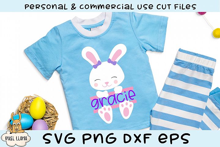 Download Bunny Girl Split Name Monogram Easter Basket SVG