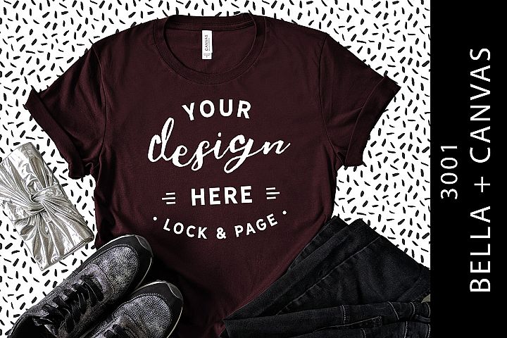 Download Oxblood Black Bella Canvas 3001 T-Shirt Mockup Abstract ...