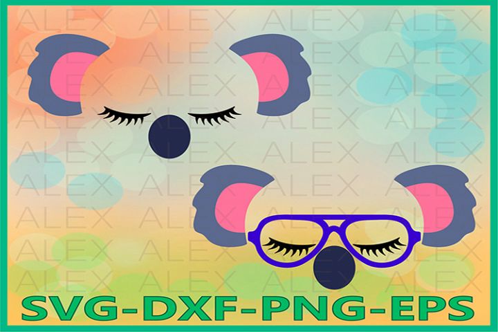 Koala Face Svg, Koala Svg, Animal face svg, Koala Eyelashes