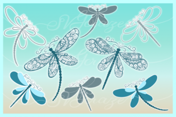 Dragonfly Mandala Zentangle Bundle Svg Dxf Eps Png Pdf Files - Free