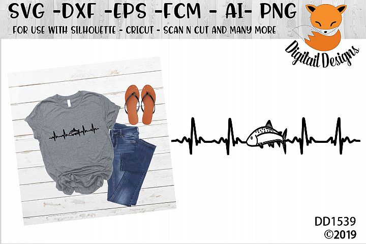Download Fishing EKG Heartbeat SVG