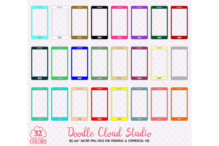 32 Colorful Cellphone Clipart Cute Mobile Telephone Stickers Cell
