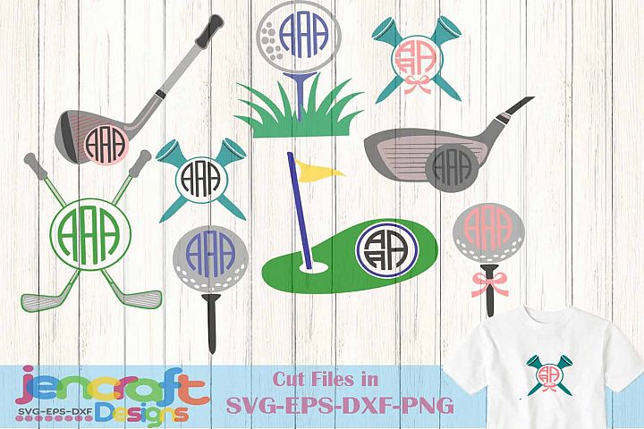 Download Golf SVG Cut Files Monogram Frames SVG, EPS, DXF, PNG ...