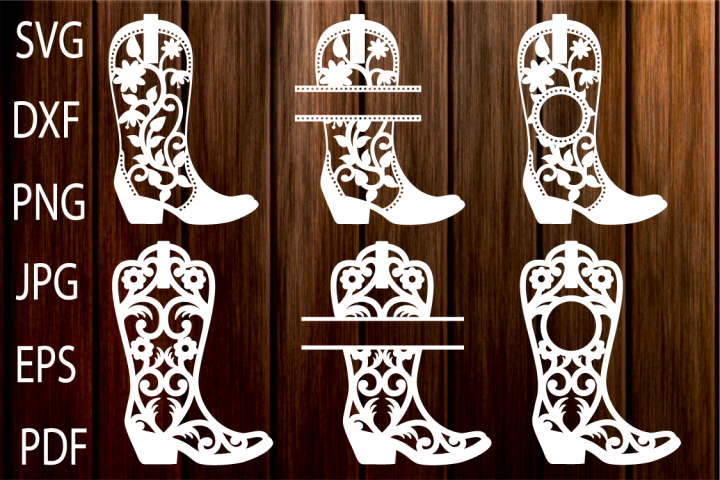 Cowgirl Boots SVG, Cowboy Boots Monogram Frames, Western SVG (212402