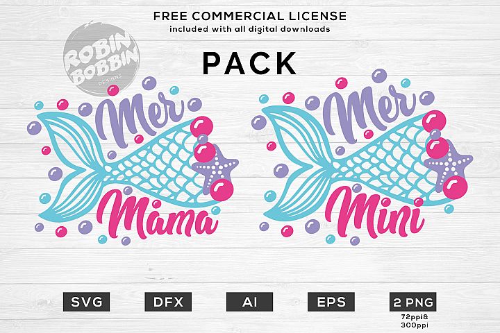 Free Svgs Download Mermaid Mama And Mini Pack Mermaid Svg Design For T Shirt Free Design Resources