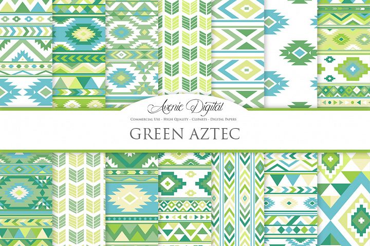 Green Boho Seamless Patterns (29211) | Backgrounds | Design Bundles