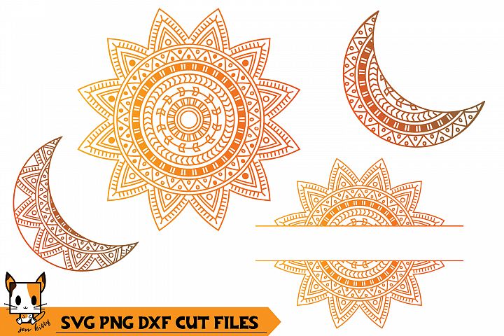 Download Sun & Moon Monogram - Mandala SVG PNG DXF Cut Files ...