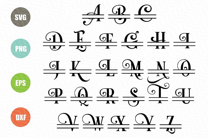 Split Letters A-Z SVG, Alphabet Letters A-Z