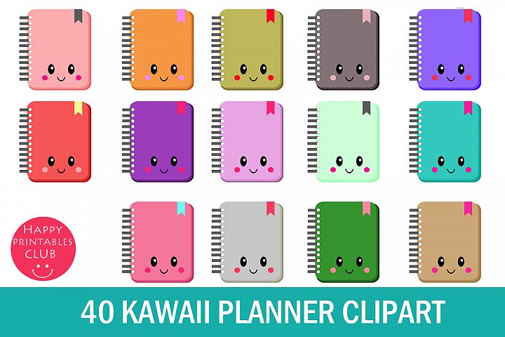 40 Kawaii Planner Clipart- Kawaii Planner Accessories (140142 ...