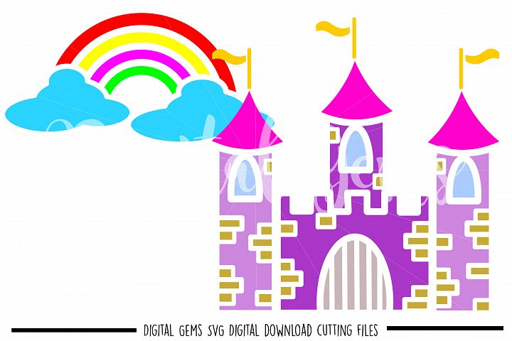 Princess Castle and Rainbow SVG / PNG / EPS / DXF Files