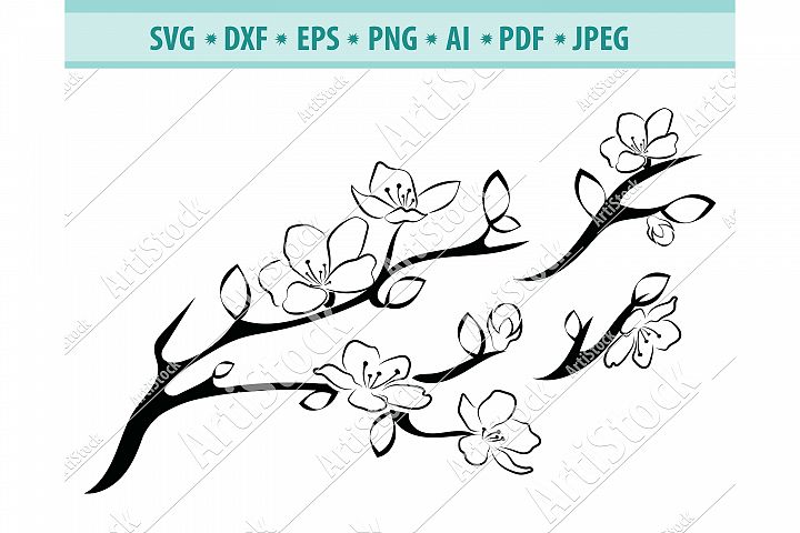 Cherry blossom SVG, Sakura Svg, Tree Branch Dxf, Png, Eps