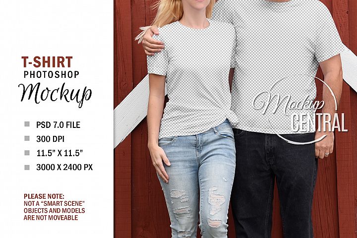 Download Couple T-Shirt Sublimation Mockup, Smart Object PSD File