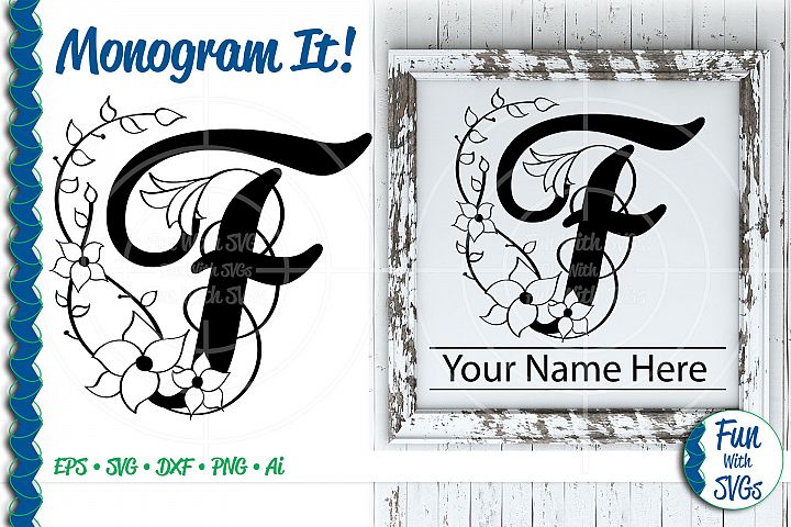Download SVG Monogram Letter F, Vector, Cut File, Clip Art, FWS355 ...