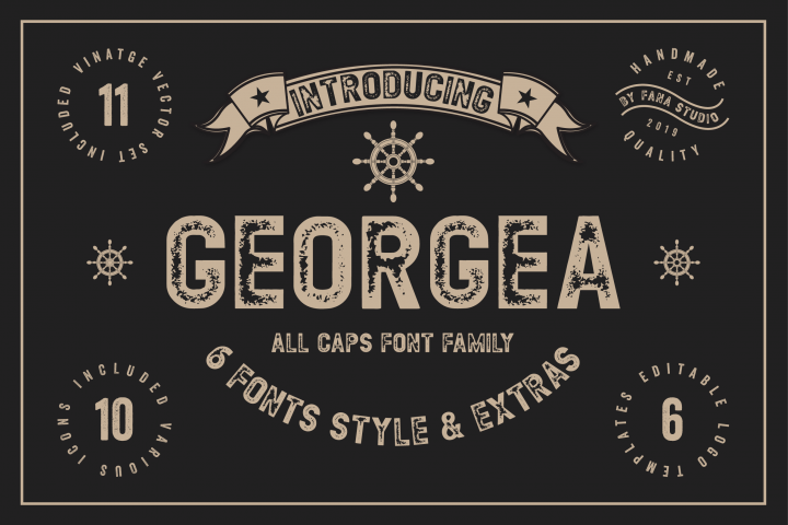 GEORGEA ALL CAPS FONT FAMILY WITH EXTRAS
