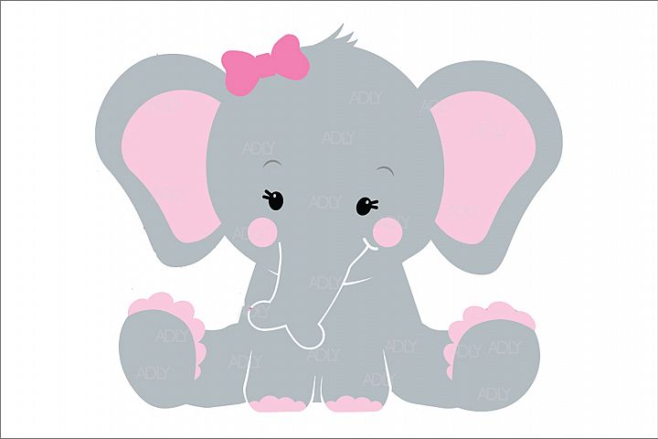Download Cute Baby Boy Elephant with Pink Ears in Vector Format ...