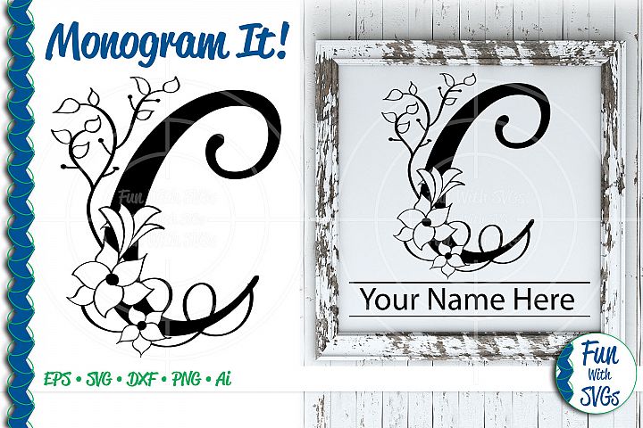 SVG Monogram Letter C, Vector, Cut File, Clip Art, FWS352