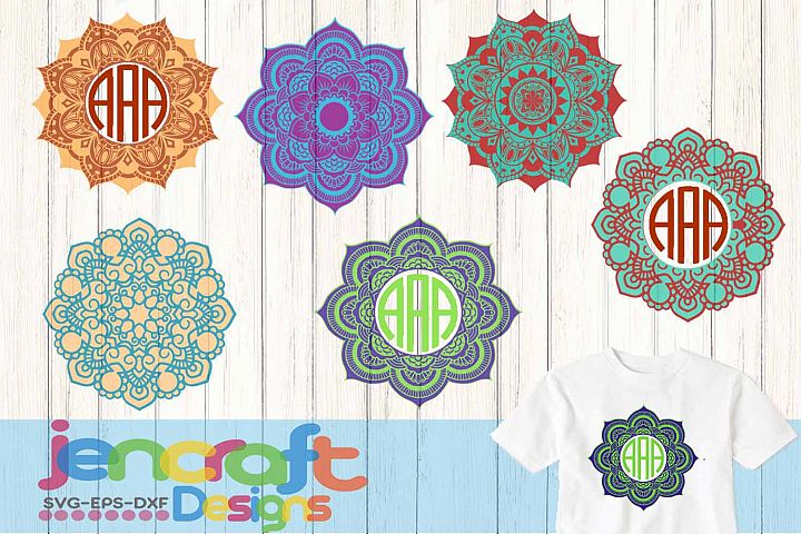 Mandala SVG Pattern Round Monogram Frame SVG, Eps, Dxf