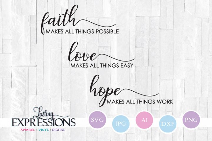 Download Faith Love Hope // SVG Craft Quote (209230) | SVGs | Design Bundles