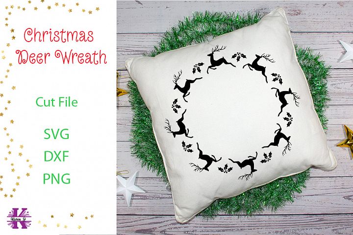 Download Christmas Deer Wreath SVG Cut File (370103) | Cut Files ...