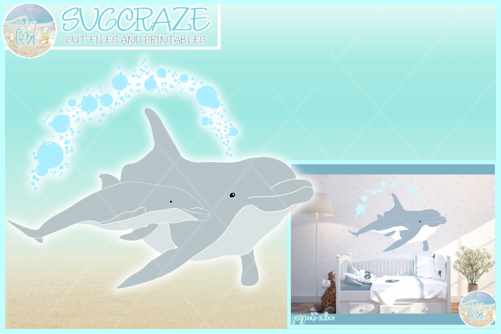 Dolphin Mother And Baby Svg Dxf Eps Png Pdf Files For Cricut (60495