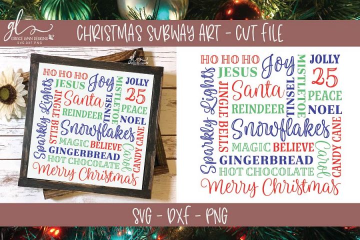 Download Christmas Subway Art - Christmas Word Art - SVG, DXF & PNG ...
