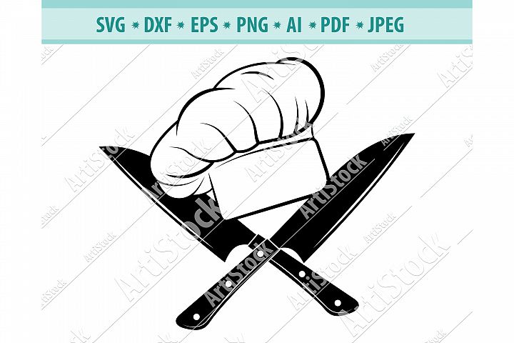 Chef Hat And Knife Svg Chef Logo Svg Kitchen Dxf Png Eps