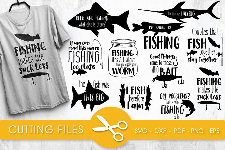 Fishing svg bundle cutting files svg, dxf, pdf, eps, png (441374