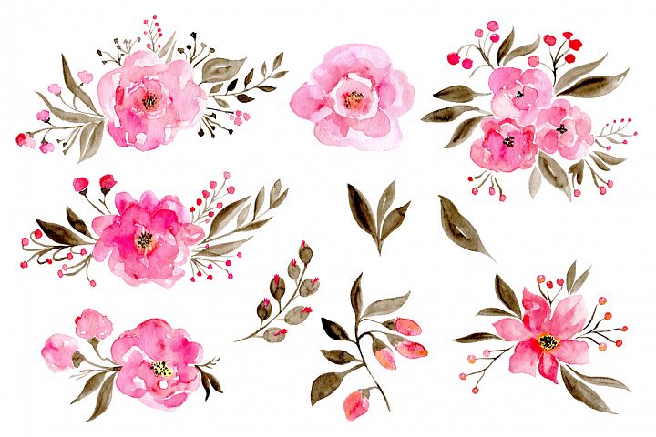 Romantic watercolor flowers