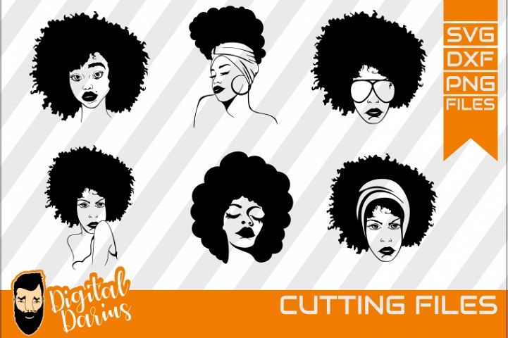 6x Afro Woman Bundle Svg Afro Lady Svg File Natural Hair