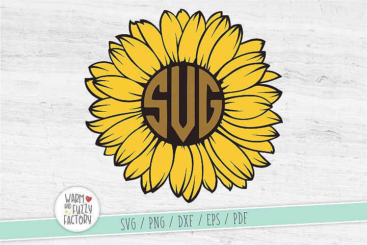Download Sunflower svg cut file, Sunflower monogram svg, Flower svg