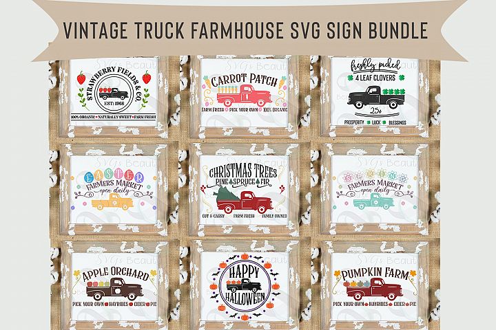 Download Red Vintage Truck svg Bundle, 9 Farmhouse Vintage truck svg