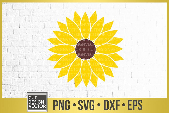 Sunflower SVG PNG EPS DXF Cut Files for Silhouette & Cricut