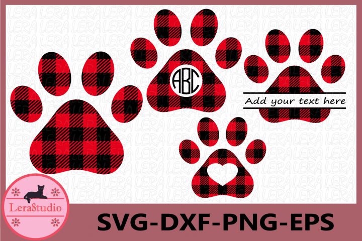 Download Paw Buffalo Plaid Svg, Paw Monogram svg, Animals Plaid Svg ...