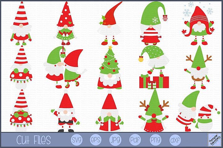 Christmas Gnomes SVG - 16 SVG, Clipart, Printables Files