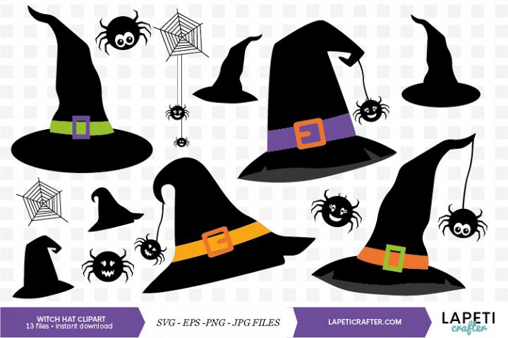 Witch Hat svg, halloween witch hat clipart, spiders svg (357967