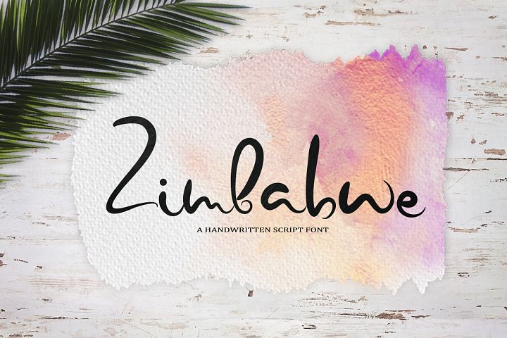 Zimbabwe. A handwritten script font