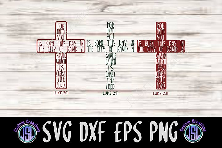 Download Luke 2 11 Cross| Set of 3 |Bundle| SVG DXF EPS PNG Cut ...