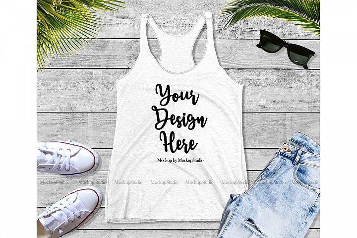 White Tank Top Mockup, Tank Top Mock Up Flat Lay Display (212573 ...