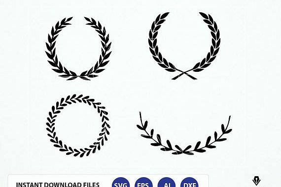 Download Leaf wreath svg. Leaf wreath Dxf. Laurel wreaths clipart digital download. Leaf circle monogram ...