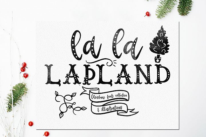 LaLaLapland. Christmas Fonts collection & illustrations