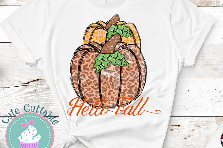Download Sublimation Hello fall Leopard Pumpkin Design PNG Fall Print