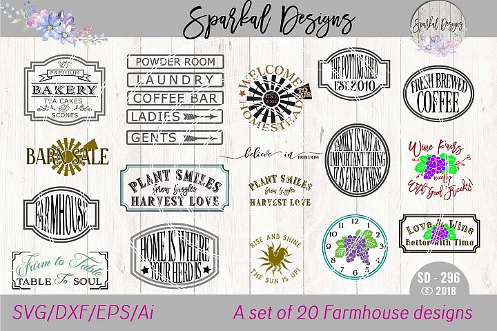 Vintage Farmhouse SET of 7 Stencil, Quo | Design Bundles