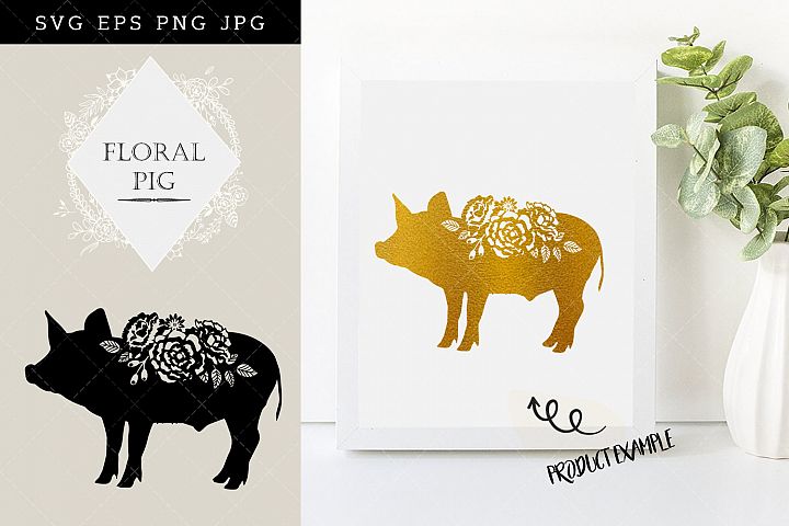 Download Floral Pig Silhouette Vector (274917) | Illustrations ...
