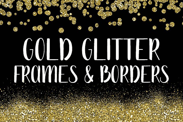 Gold Glitter Frames and Borders PNG Clipart Bundle